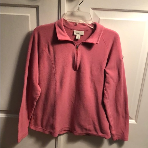 LL Bean Pink Quarter-Zip Fleece - Picture 1 of 4